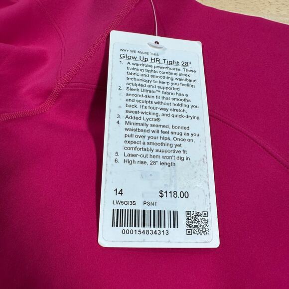 Lululemon Glow Up Super-High-Rise Tight 28" Passionate Pink Women's Size 14 NWT - Picture 6 of 10